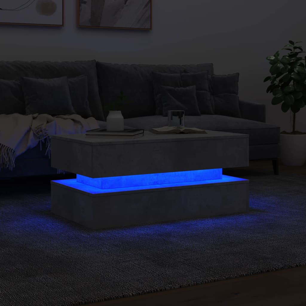 Salongbord Med Led-Lys Betonggrå 90X50X40 Cm