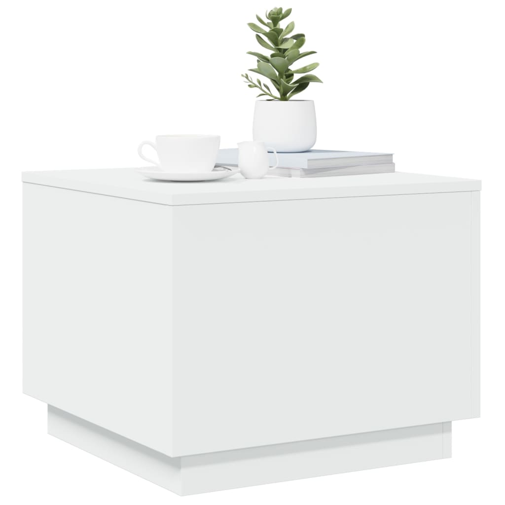 Salongbord Med Led-Lys Hvit 50X50X40 Cm
