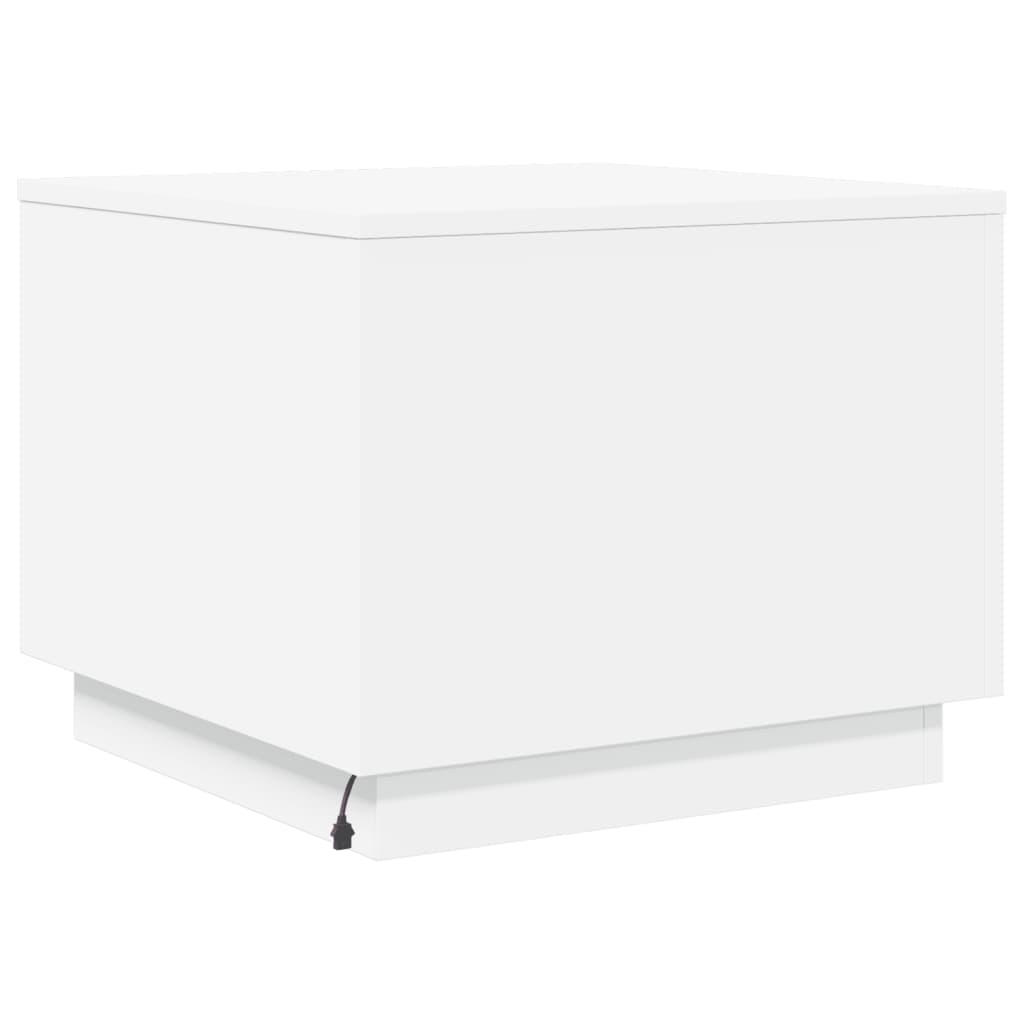 Salongbord Med Led-Lys Hvit 50X50X40 Cm