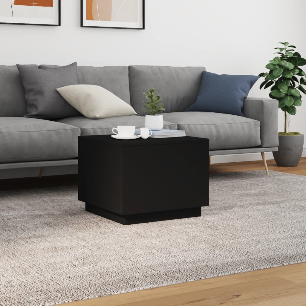 Salongbord Med Led-Lys Svart 50X50X40 Cm