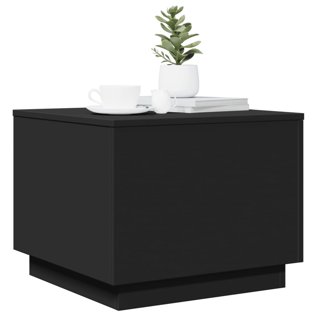 Salongbord Med Led-Lys Svart 50X50X40 Cm