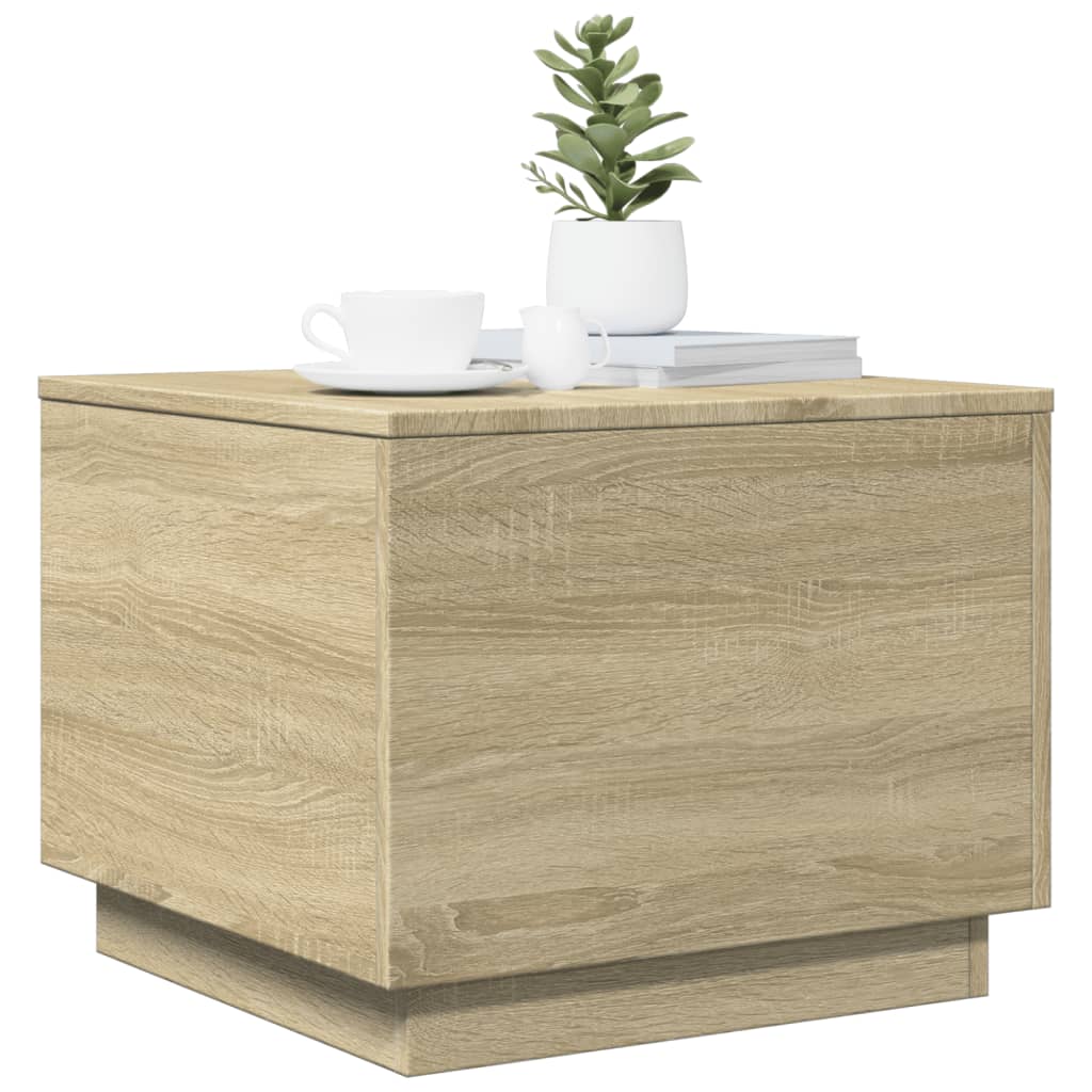 Salongbord Med Led-Lys Sonoma Eik 50X50X40 Cm