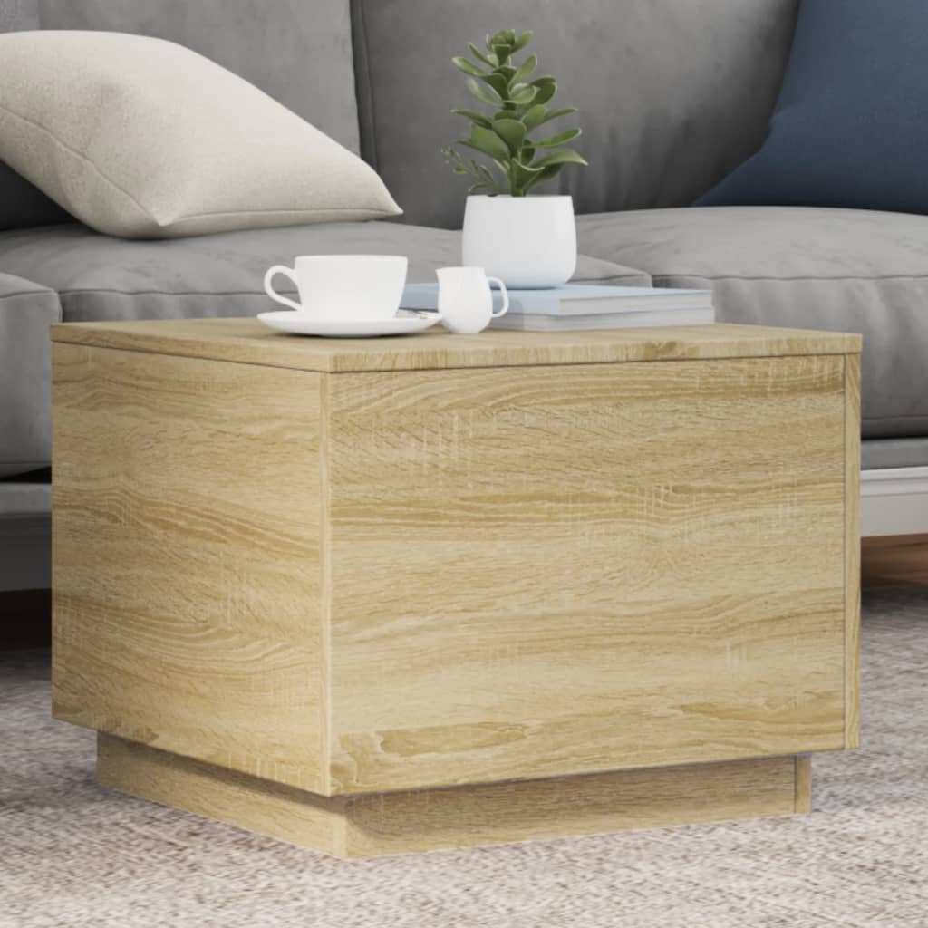 Salongbord Med Led-Lys Sonoma Eik 50X50X40 Cm