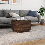 Salongbord Med Led-Lys Brun Eik 50X50X40 Cm