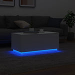 Salongbord Med Led-Lys Hvit 90X50X40 Cm