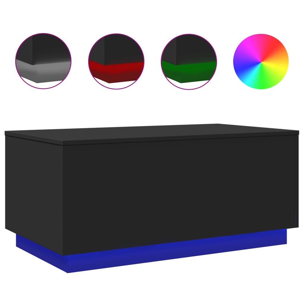 Salongbord Med Led-Lys Svart 90X50X40 Cm