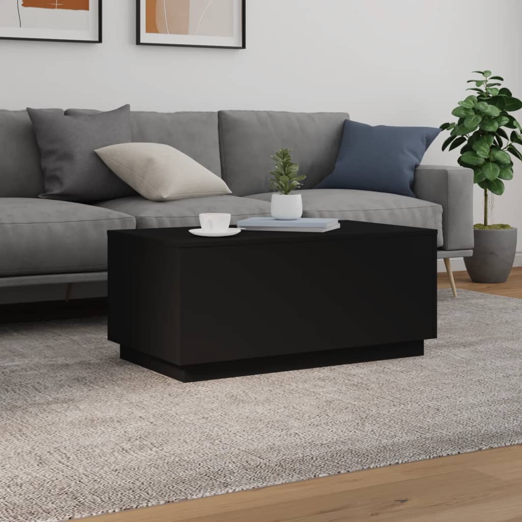 Salongbord Med Led-Lys Svart 90X50X40 Cm
