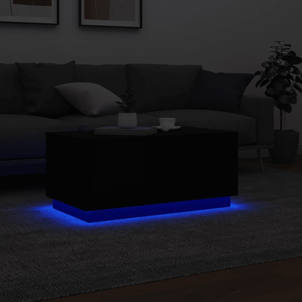 Salongbord Med Led-Lys Svart 90X50X40 Cm
