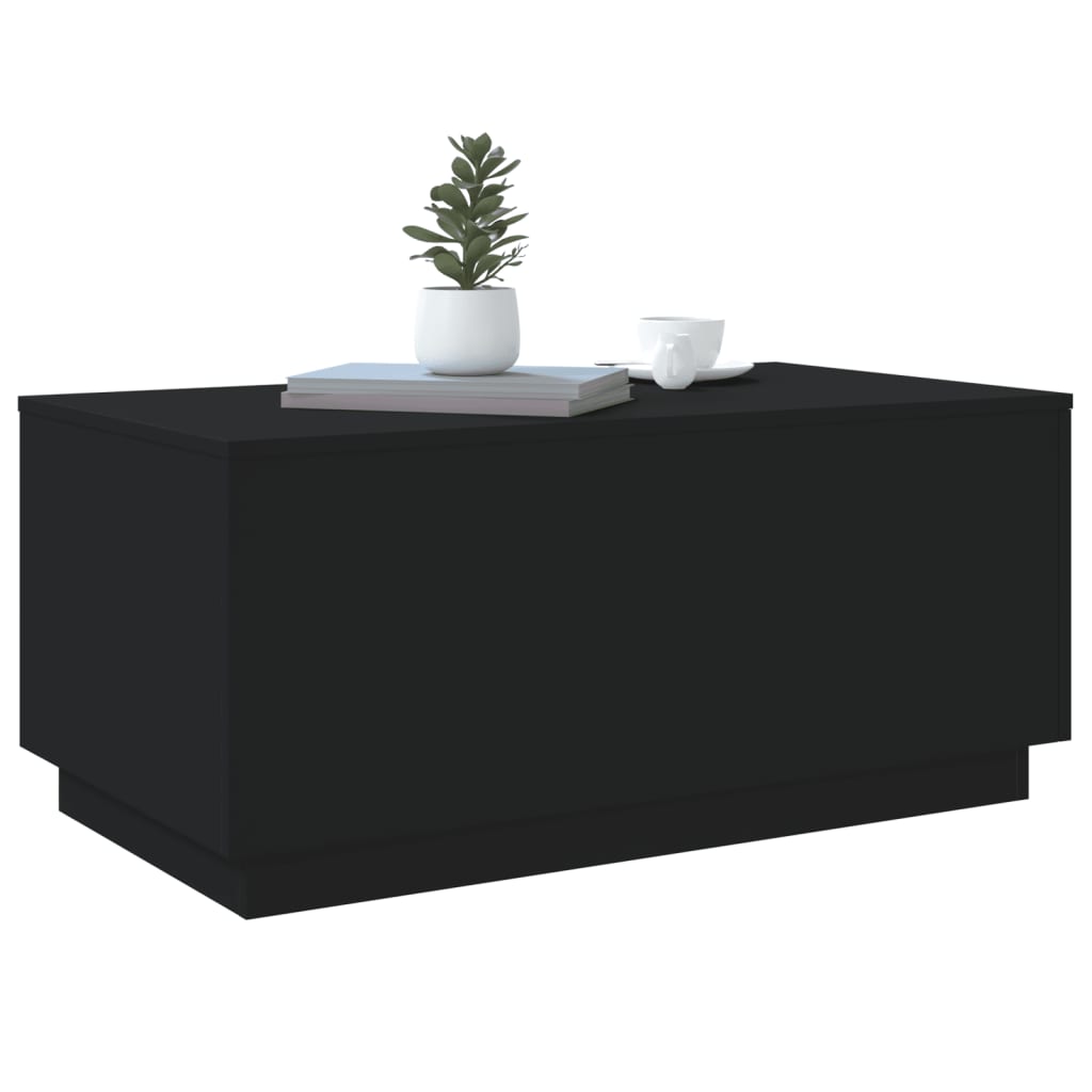 Salongbord Med Led-Lys Svart 90X50X40 Cm