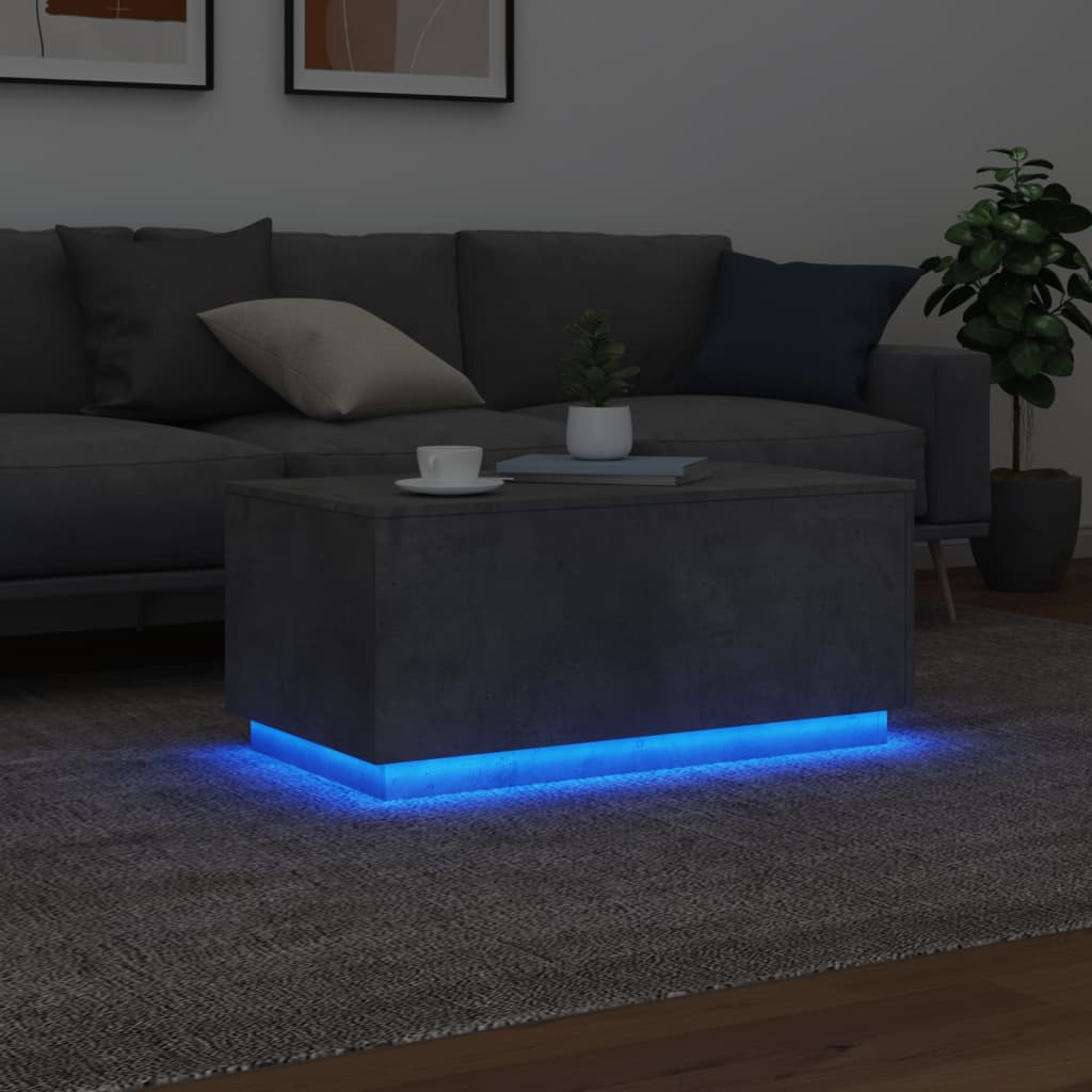 Salongbord Med Led-Lys Betonggrå 90X50X40 Cm
