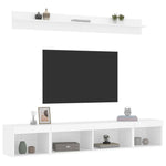 Vegghengte Tv-Enheter Med Led 5 Deler Hvit Konstruert Tre