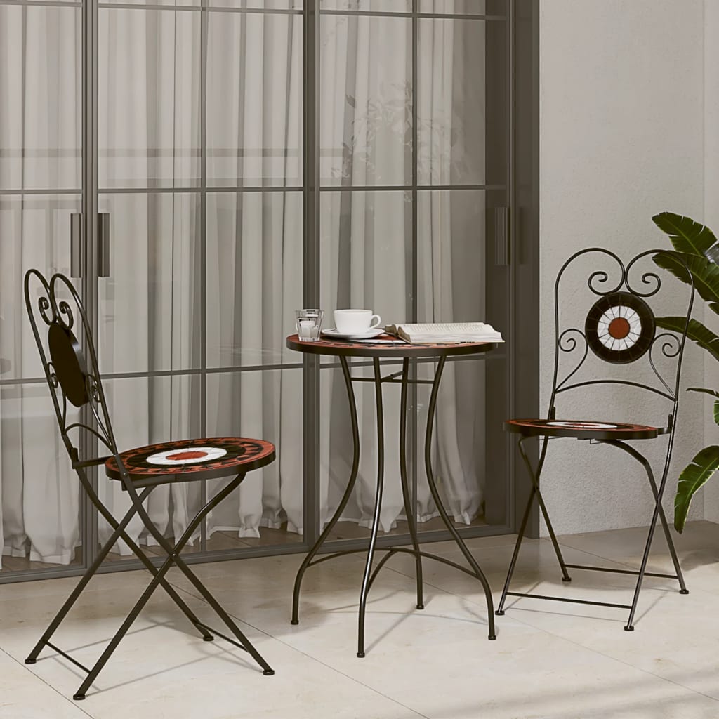 Bistrobord Med Mosaikk Terrakotta Og Hvit Ø50X70 Cm Keramikk