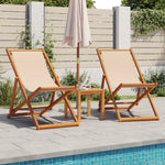 Sammenleggbar Strandstol Beige Heltre Eukalyptus Og Stoff