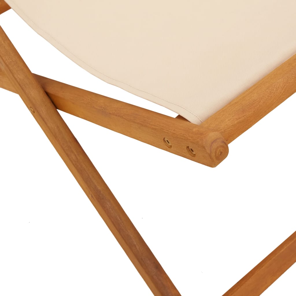 Sammenleggbar Strandstol Beige Heltre Eukalyptus Og Stoff