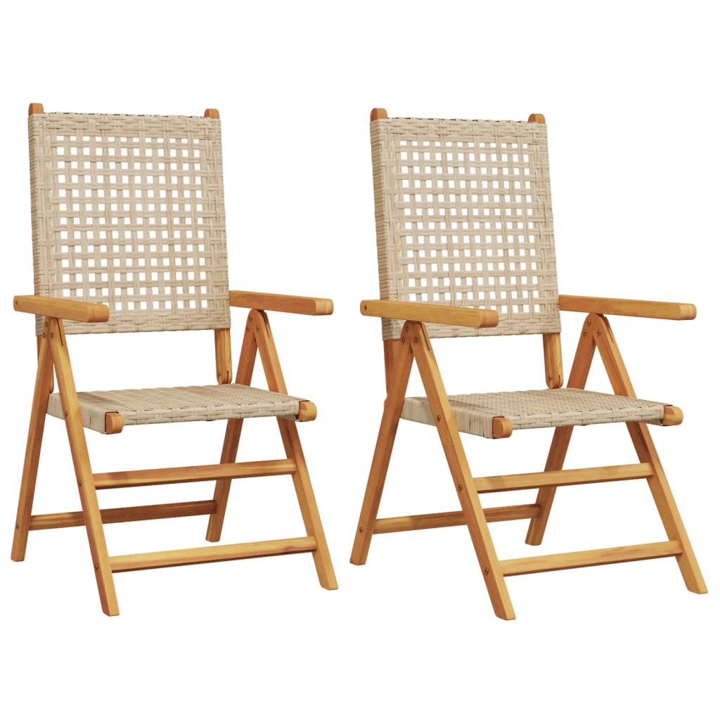 Hagestoler 2 Stk Beige Heltre Akasie Og Polyrotting