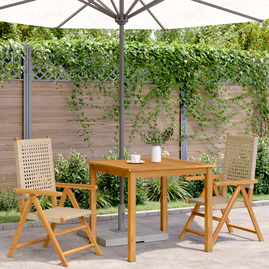Hagestoler 2 Stk Beige Heltre Akasie Og Polyrotting