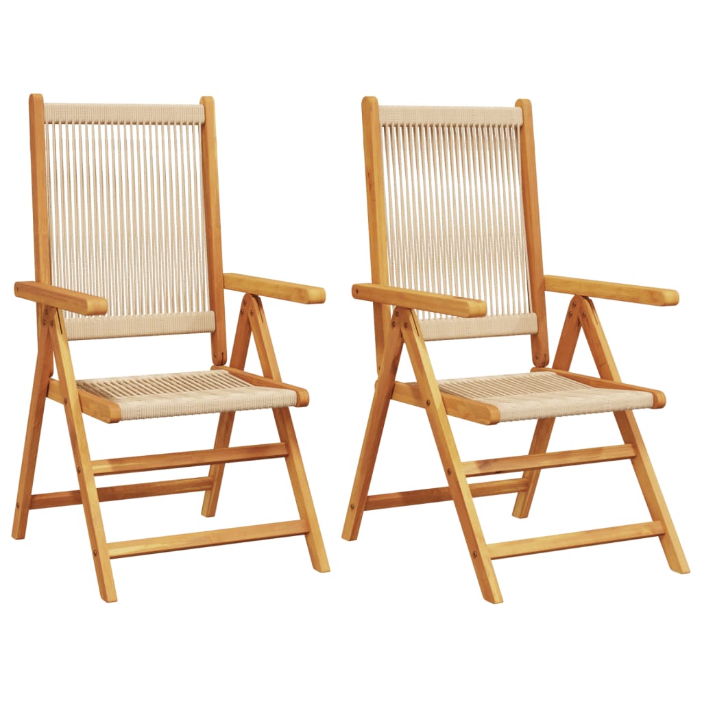 Hagestoler 2 Stk Beige Heltre Akasie Og Polypropylen