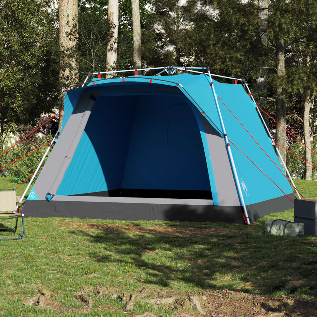 Campingtelt 4 Personer Blå Hurtigutløser