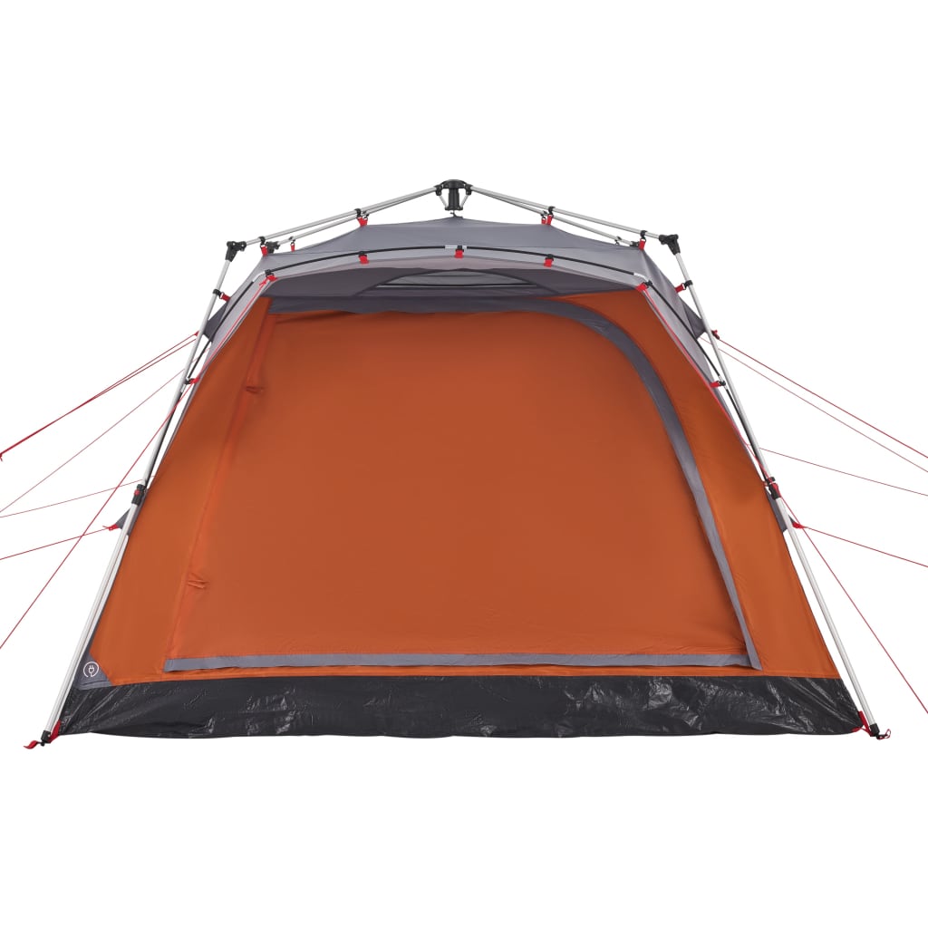 Campingtelt 4 Personer Grå Og Oransje Hurtigutløser