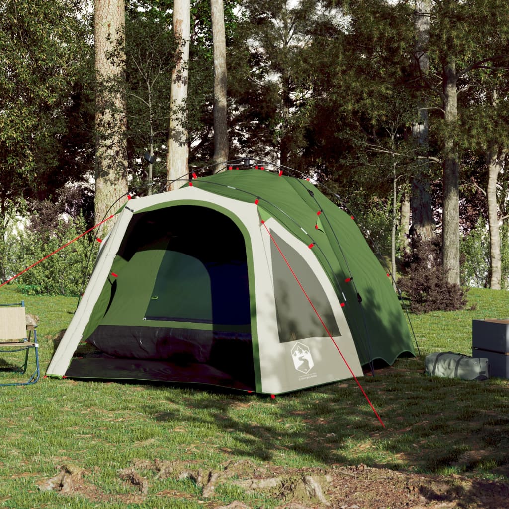 Kuppeltelt For Camping 3 Personer Grønn Hurtigutløser