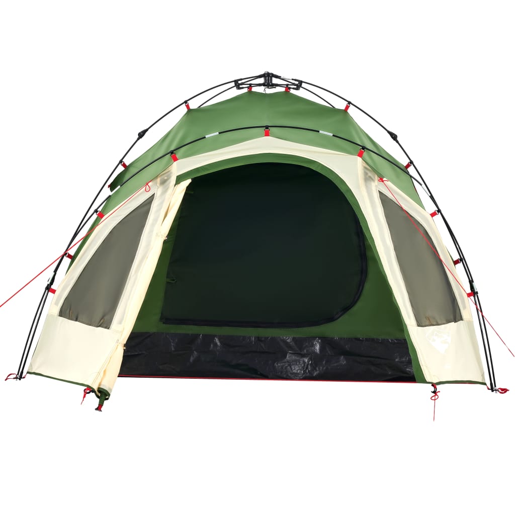 Kuppeltelt For Camping 3 Personer Grønn Hurtigutløser
