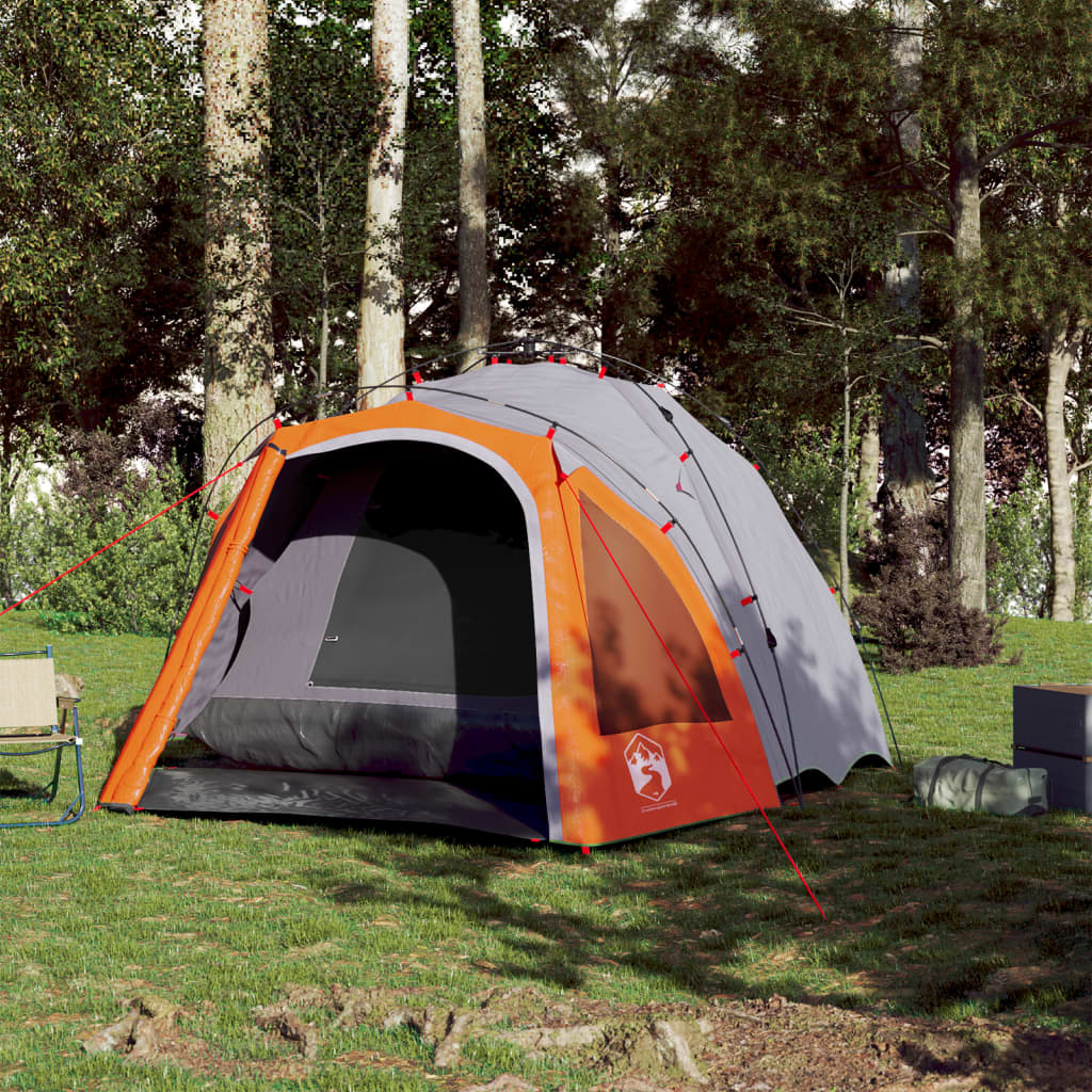 Campingtelt 3 Personer Grå Og Oransje Hurtigutløser