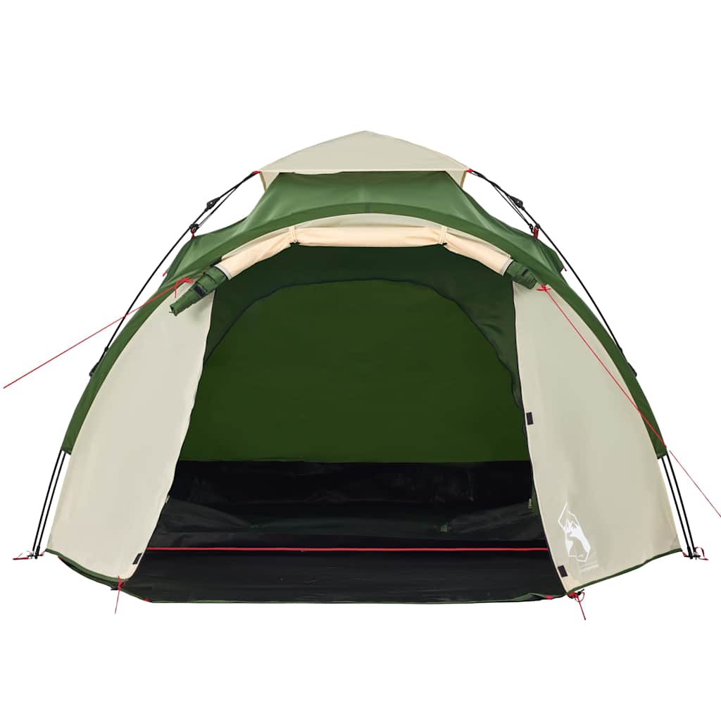 Kuppeltelt For Camping 3 Personer Grønn Hurtigutløser