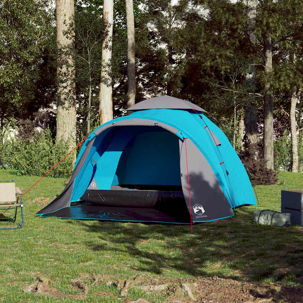Campingtelt 3 Personer Blå Hurtigutløser