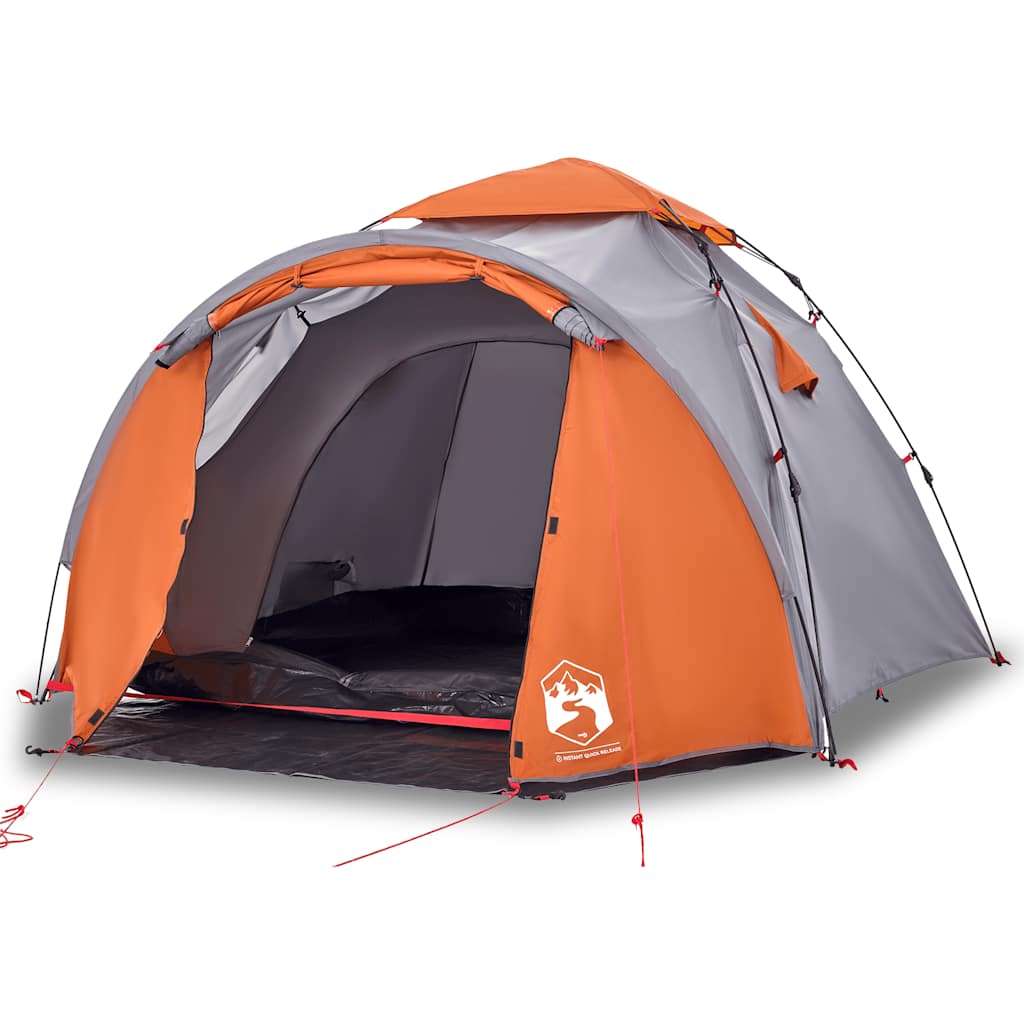Campingtelt 3 Personer Grå Og Oransje Hurtigutløser