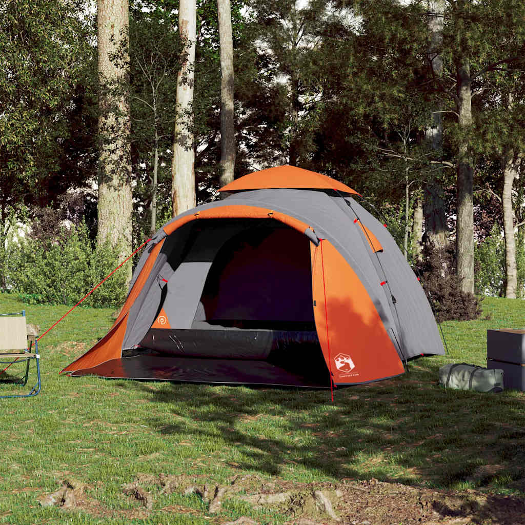 Campingtelt 3 Personer Grå Og Oransje Hurtigutløser