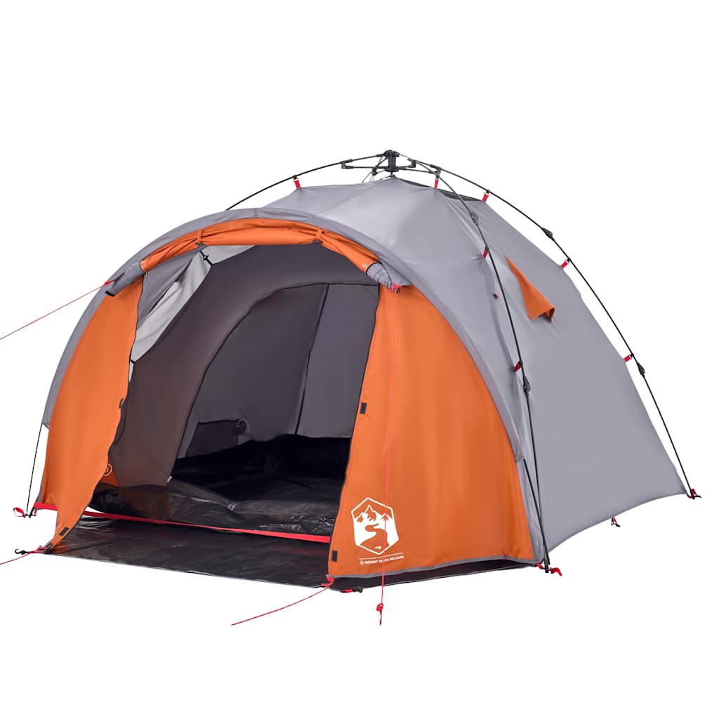 Campingtelt 3 Personer Grå Og Oransje Hurtigutløser