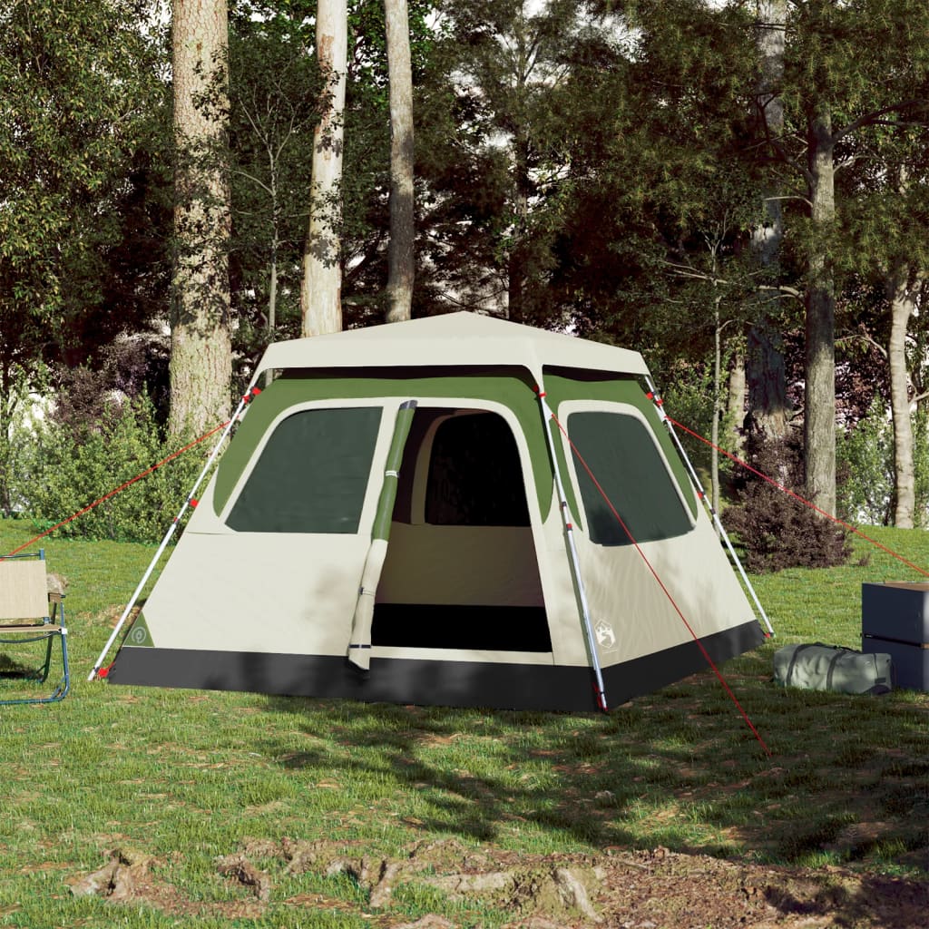 Kuppeltelt For Camping 4 Personer Grønn Hurtigutløser