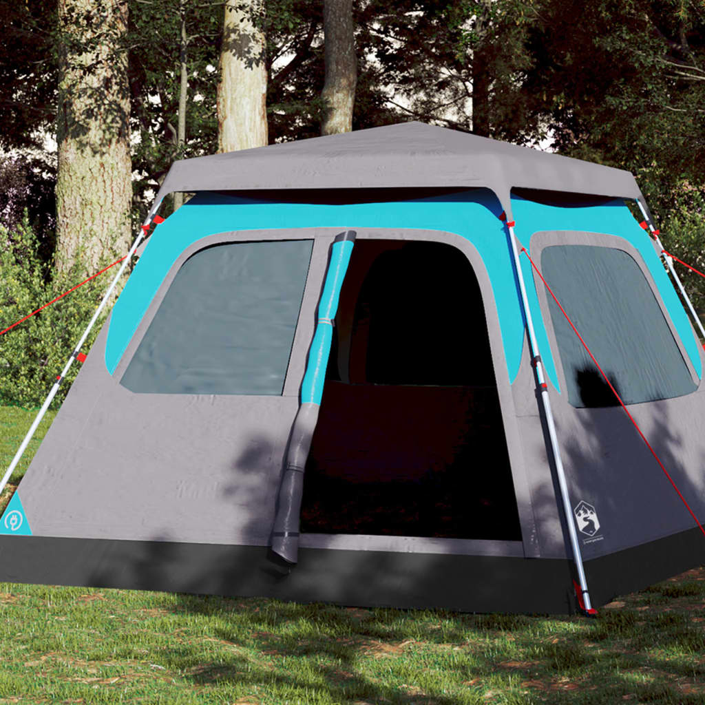 Kuppeltelt For Camping 4 Personer Blå Hurtigutløser