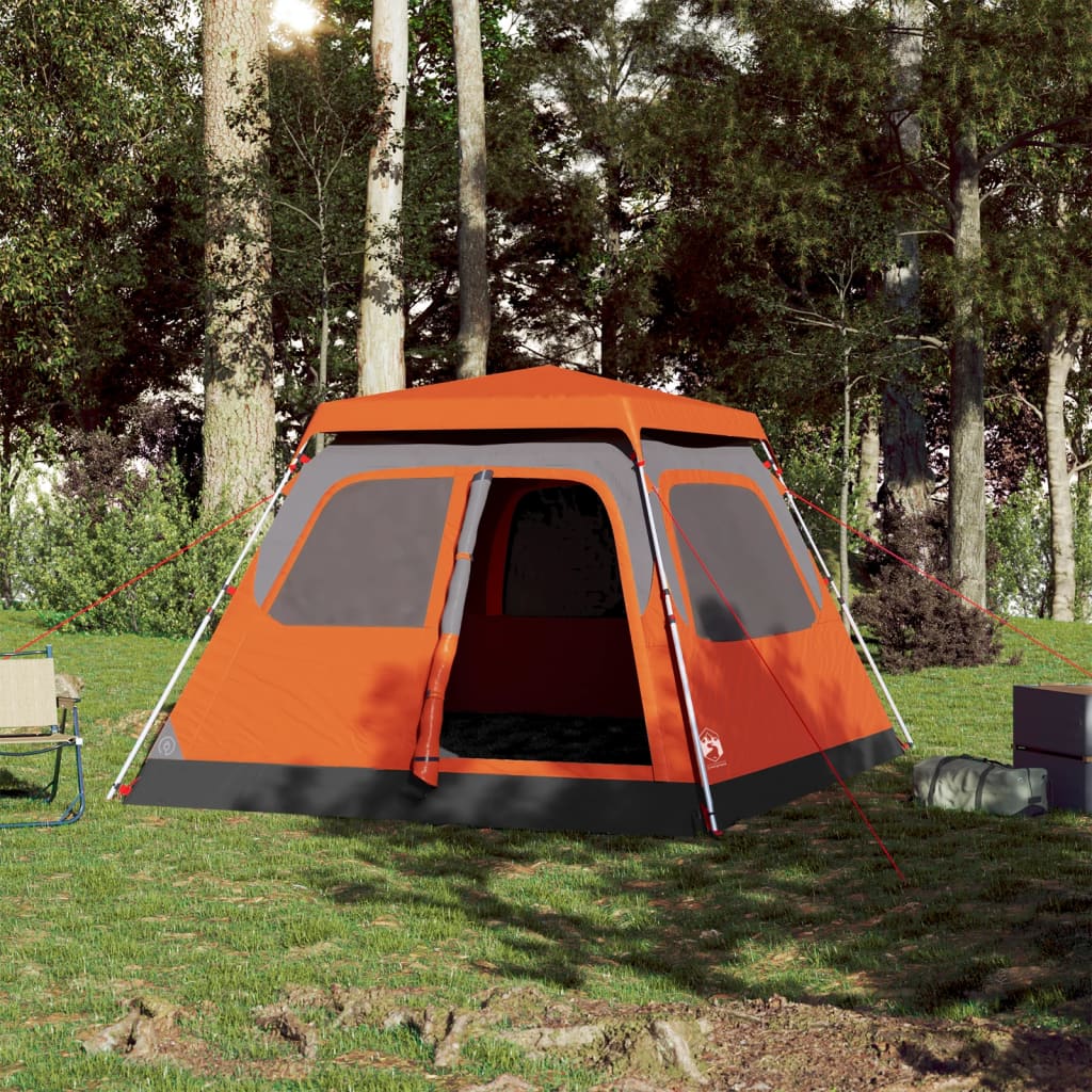 Campingtelt 3 Personer Grå Og Oransje Hurtigutløser