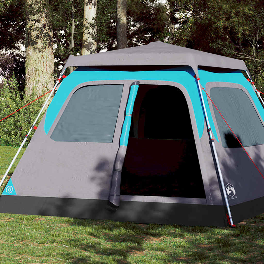 Kuppeltelt For Camping 6 Personer Blå Hurtigutløser