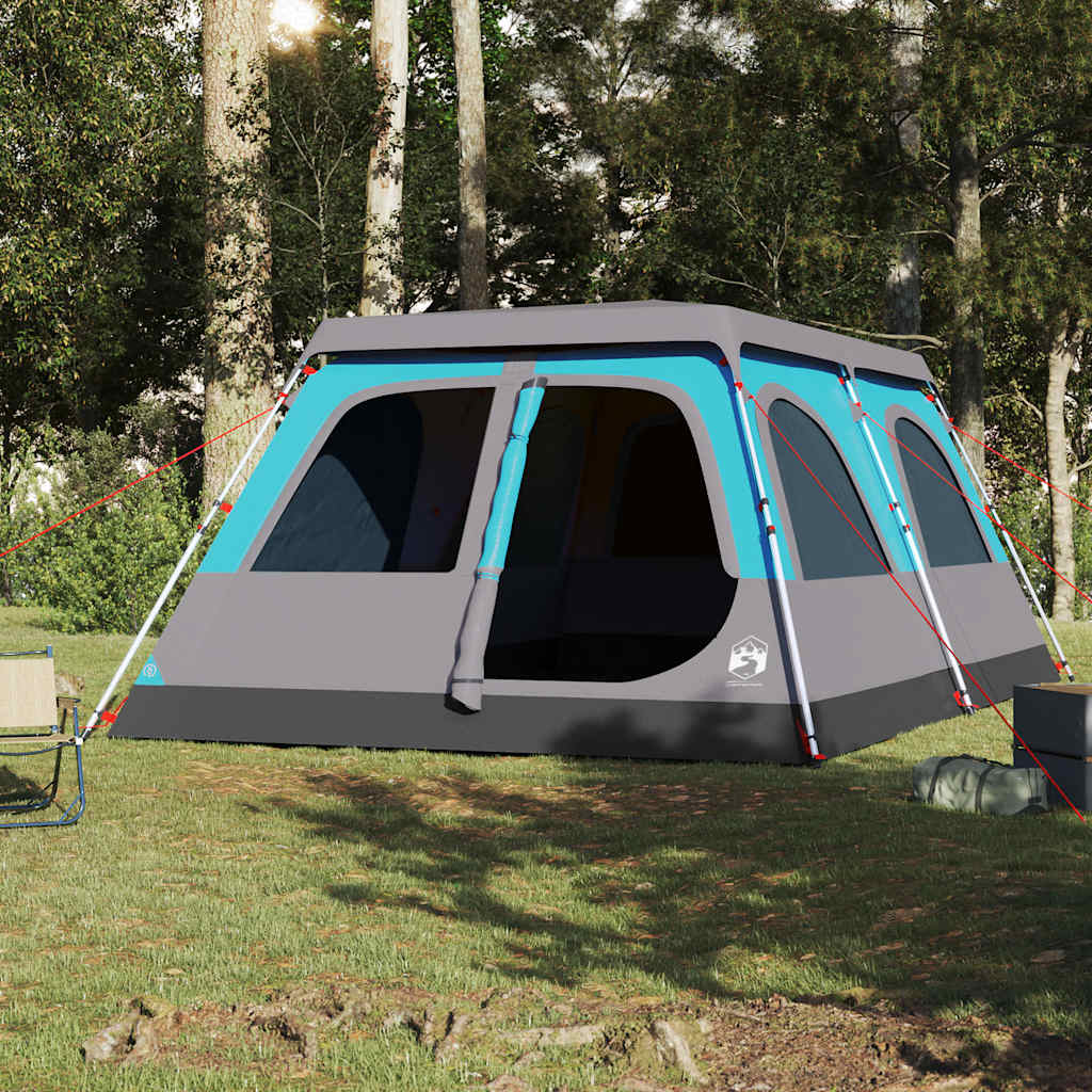 Familietelt For Camping 8 Personer Blå Hurtigutløser