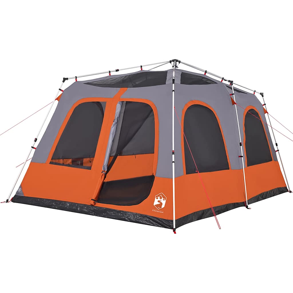 Kuppeltelt For Camping 8 Personer Grå Og Oransje Hurtigutløser