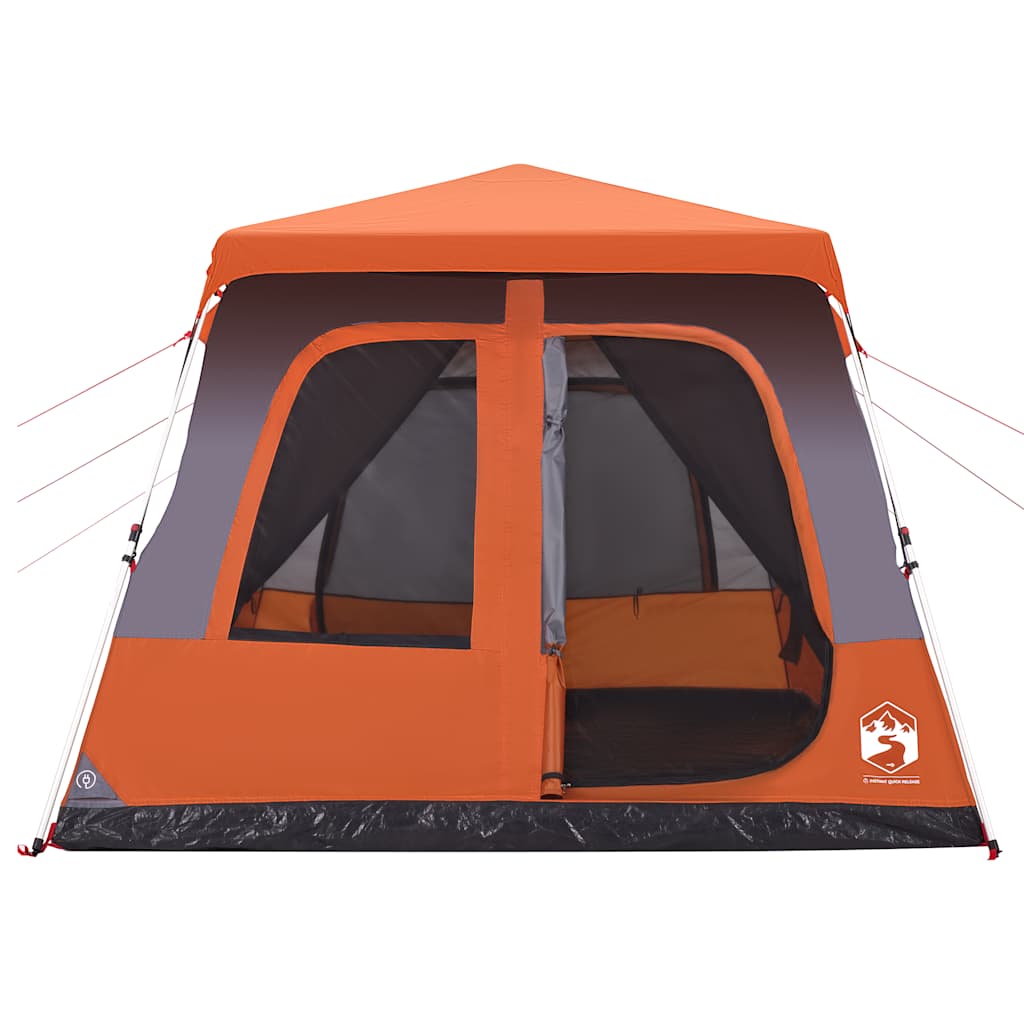 Kuppeltelt For Camping 8 Personer Grå Og Oransje Hurtigutløser