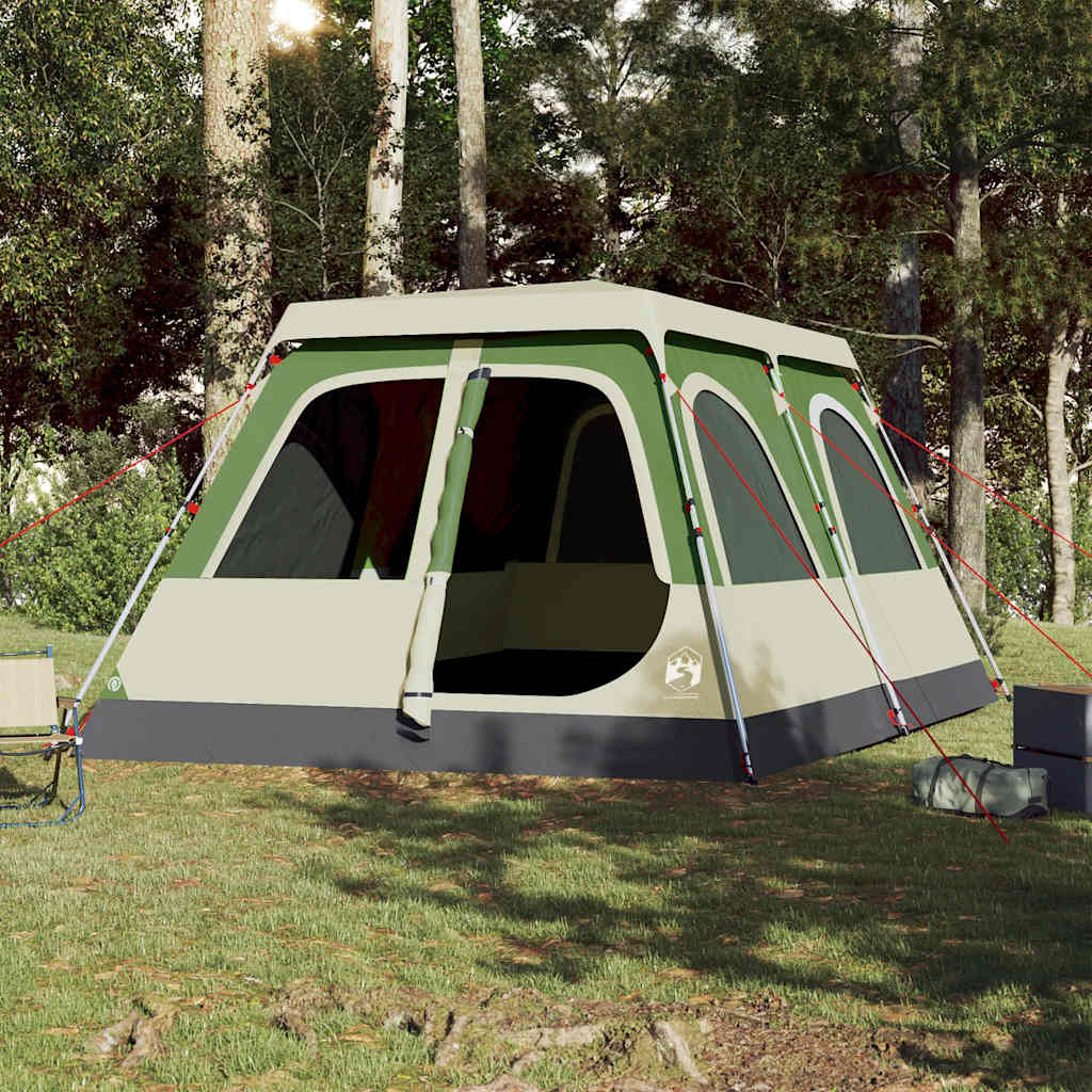 Kuppeltelt For Camping 10 Personer Grønn Hurtigutløser