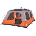 Kuppeltelt For Camping 10 Personer Grå Og Oransje Hurtigutløser