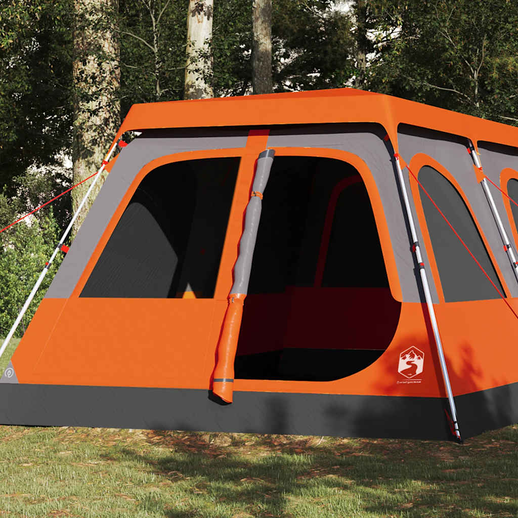 Kuppeltelt For Camping 10 Personer Grå Og Oransje Hurtigutløser