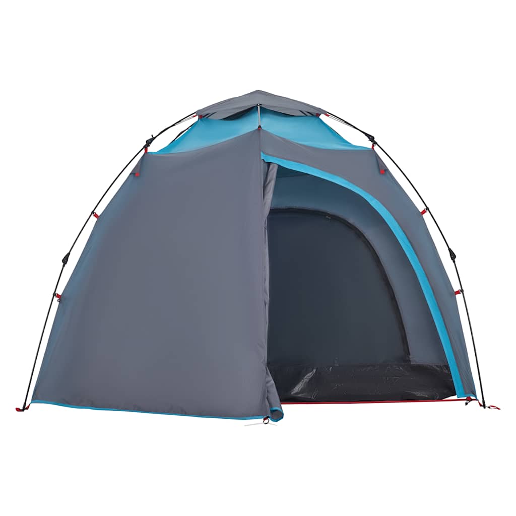 Kuppeltelt For Camping 4 Personer Blå Hurtigutløser