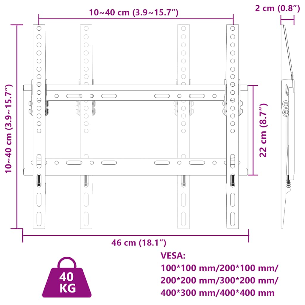 Tv-Veggfeste For 26-63 Tommers Skjerm Maks. Vesa 400X400Mm 40Kg