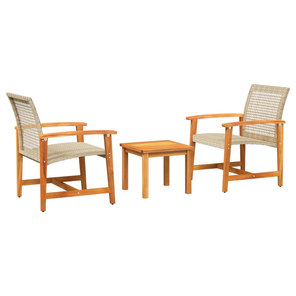 Bistrosett 3 Deler Beige Polyrotting Og Akasie