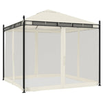 Paviljong Med Nettingvegger Kremhvit 2,93X2,93 M Stål