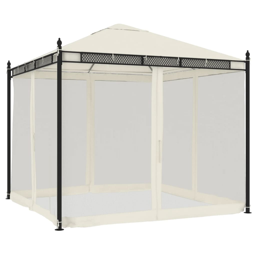 Paviljong Med Nettingvegger Kremhvit 2,93X2,93 M Stål