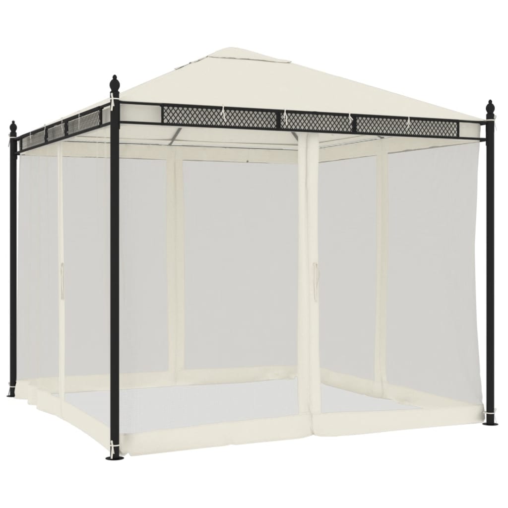 Paviljong Med Nettingvegger Kremhvit 2,93X2,93 M Stål