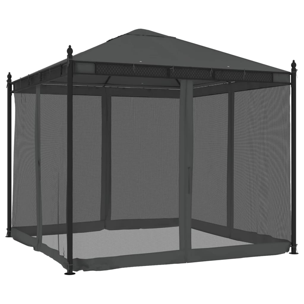 Paviljong Med Nettingvegger Antrasitt 2,93X2,93 M Stål