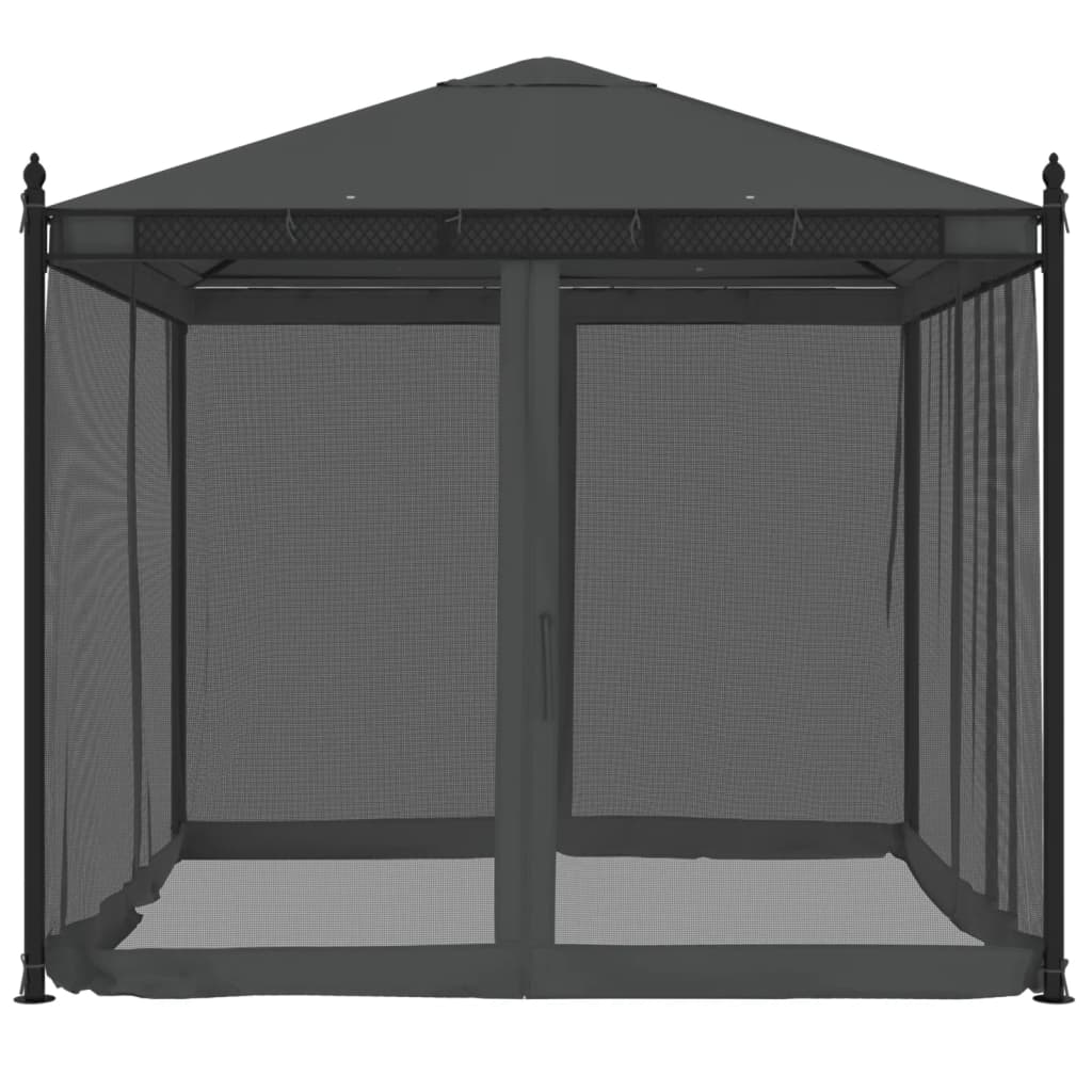 Paviljong Med Nettingvegger Antrasitt 2,93X2,93 M Stål
