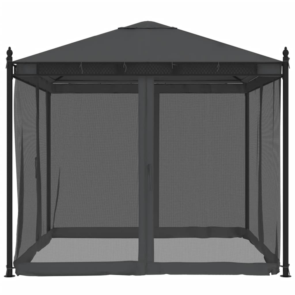 Paviljong Med Nettingvegger Antrasitt 2,93X2,93 M Stål